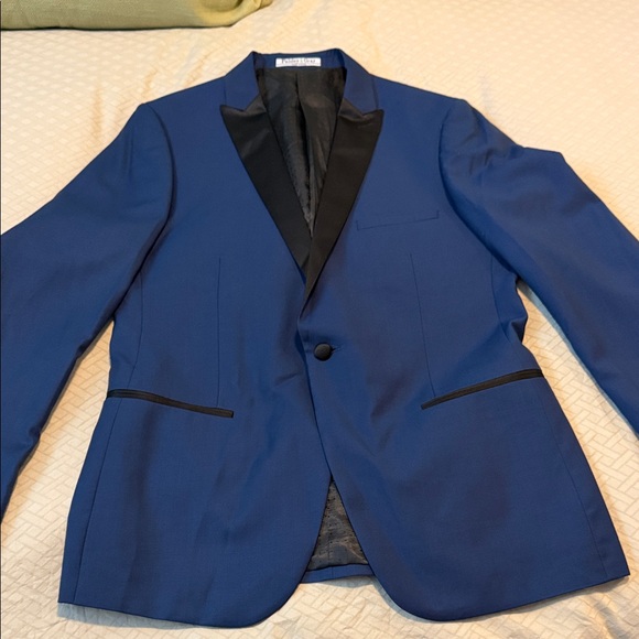 Paisley and Gray Men's Blue Blazer with Black Accents
